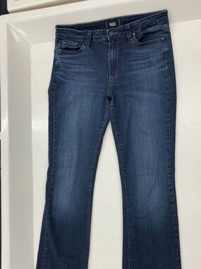 Paige High Waisted “Manhattan” Dark Blue Bootcut Jeans